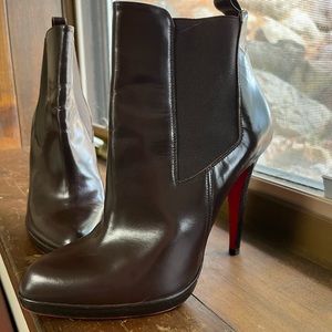 Dark brown Christian Louboutin dark brown booties.